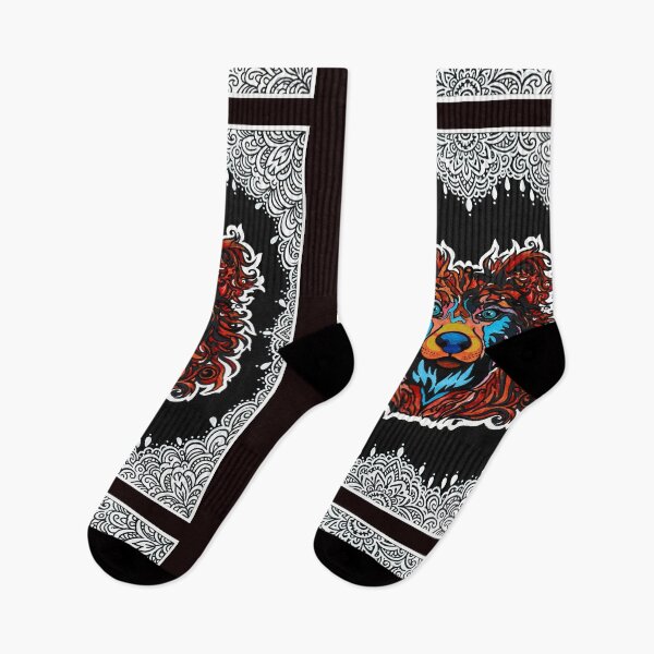 Item preview, Wildfire Spirit: Psychedelic Bear-Dog Art with Mandala Border designed and sold by Sayant Arts.