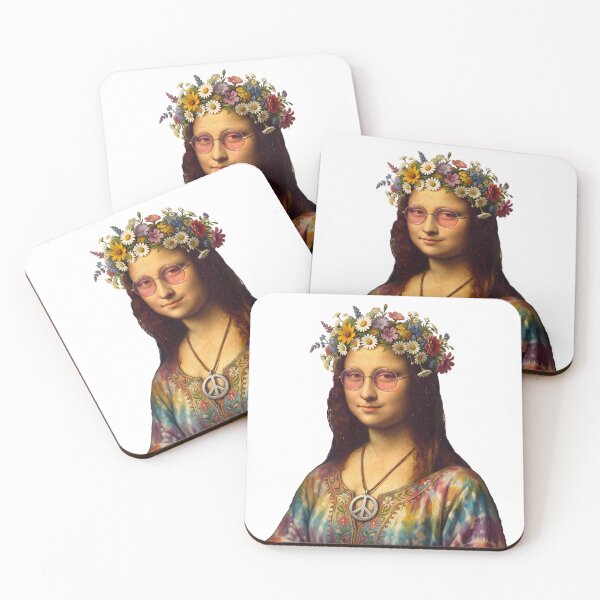 Item preview, Hippie Mona Lisa Funny Retro Flower Power Shirt designed and sold by HeldInSilence.