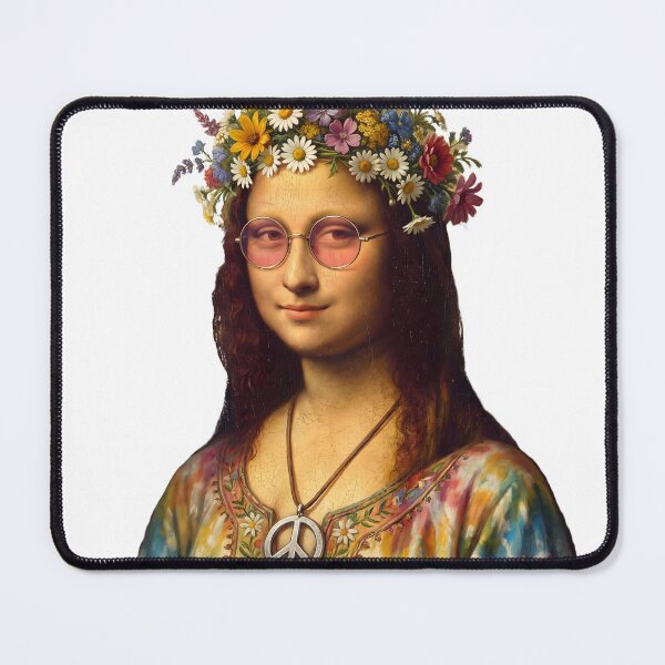 Item preview, Hippie Mona Lisa Funny Retro Flower Power Shirt designed and sold by HeldInSilence.