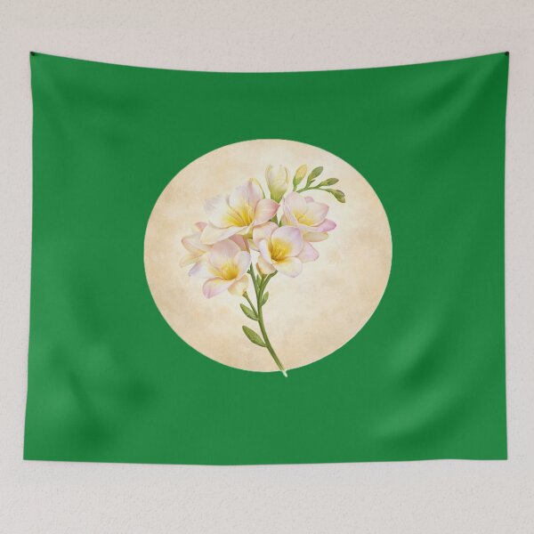 Item preview, Freesia Elegance – Graceful Botanical Circle Flower designed and sold by TheJoyfulPen.