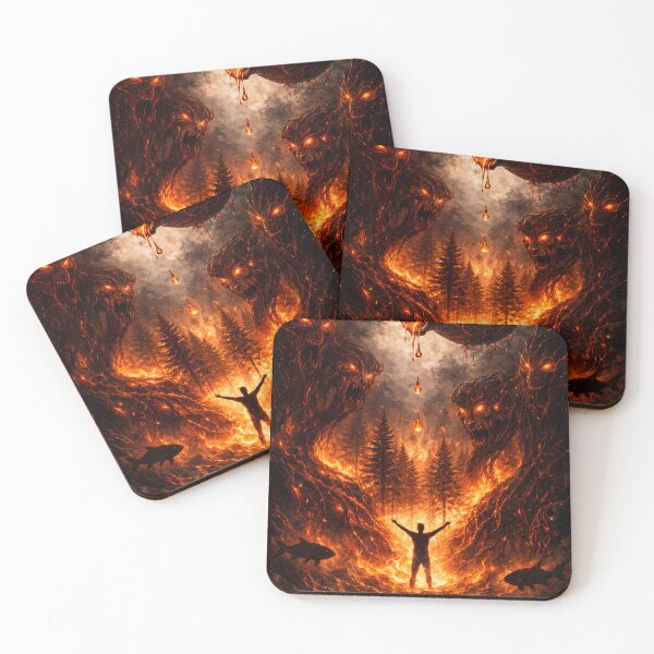 Item preview, Rising from Inner Fire – Dark Fantasy Demon Transformation Art designed and sold by KnitOfShadoF.