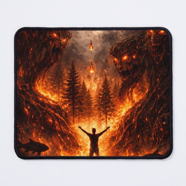 Item preview, Rising from Inner Fire – Dark Fantasy Demon Transformation Art designed and sold by KnitOfShadoF.