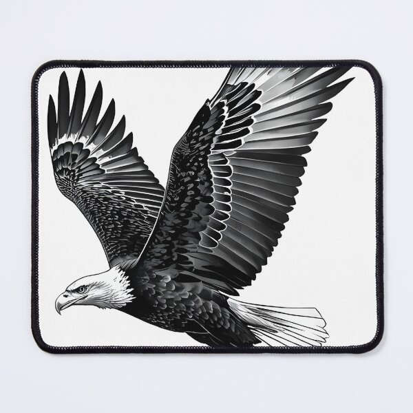 Item preview, Bald Eagle in Flight Wall Art — Black and White Fine Line Poster Print designed and sold by InspireWallArt.