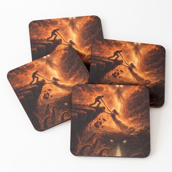 Item preview, Saving from Darkness – Angel of Light vs Inner Demons Dark Fantasy Art designed and sold by KnitOfShadoF.