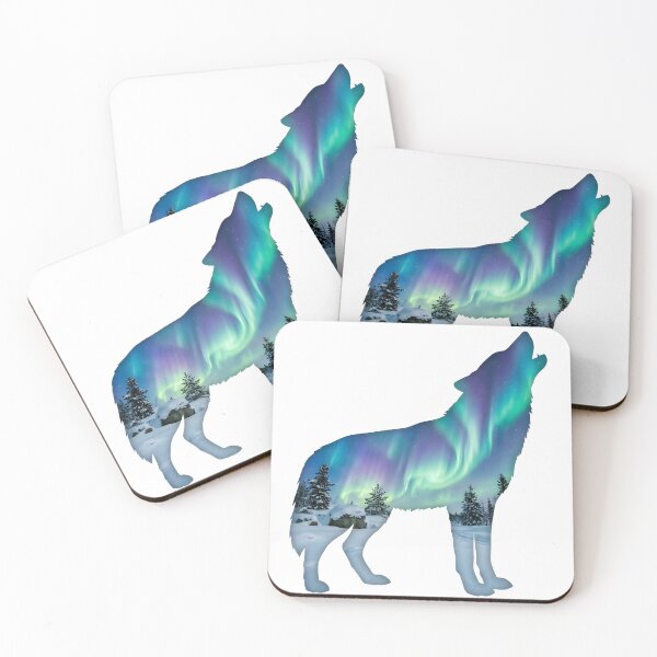 Item preview, Howling Wolf Aurora Borealis Sticker Northern Lights designed and sold by Rimefrost.