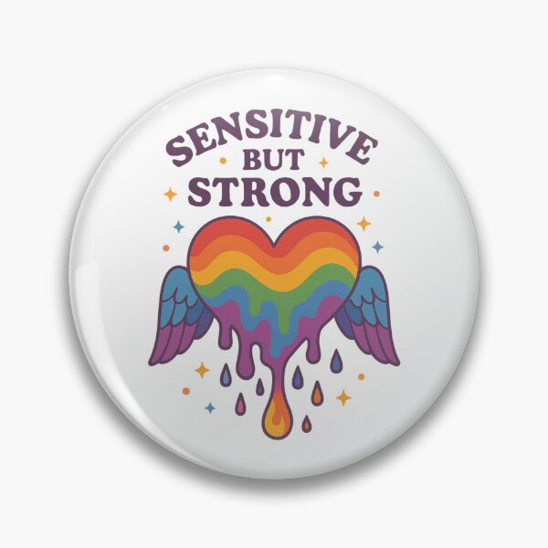 Item preview, Sensitive But Strong Rainbow Heart Mental Health Positive Quote Design designed and sold by bloomandbeads.eu.