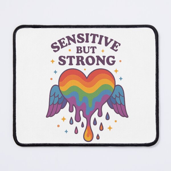 Item preview, Sensitive But Strong Rainbow Heart Mental Health Positive Quote Design designed and sold by bloomandbeads.eu.