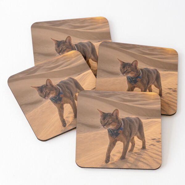 Item preview, Abyssinian Cat Walking Through Golden Desert Dunes designed and sold by Jaani-T.