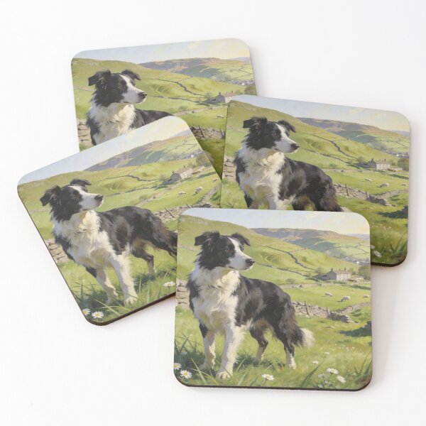 Item preview, Border Collie in Yorkshire Dales | British Countryside Dog Art designed and sold by QuietCanvasArtworks.