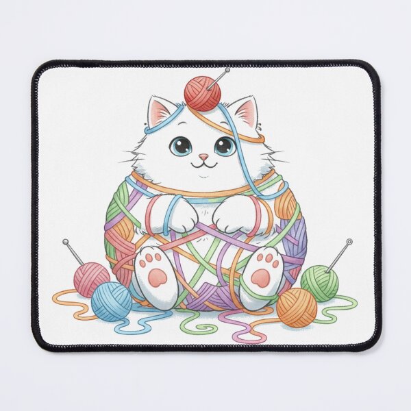 Item preview, Playful Cartoon Cat Tangled Yarn Fun designed and sold by NatureUnleashed.