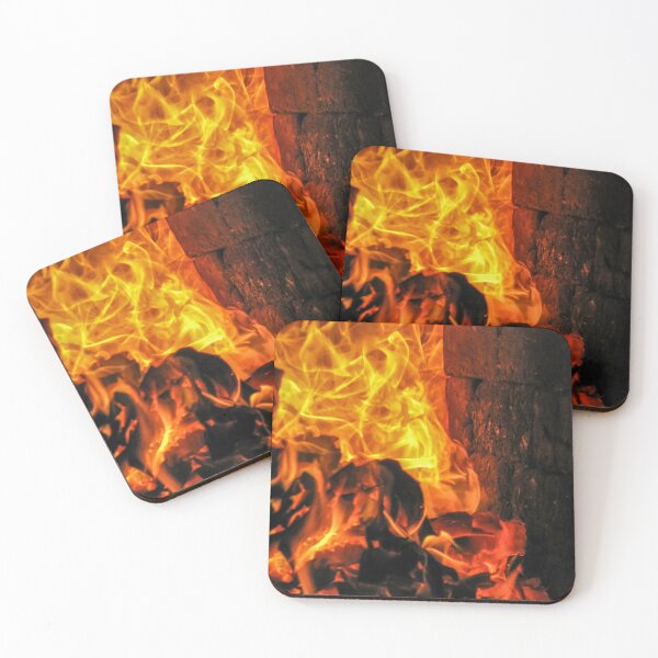 Item preview, Intense Orange Flames in Brick Furnace With Burning Coals and Glowing Embers designed and sold by Nmallia.