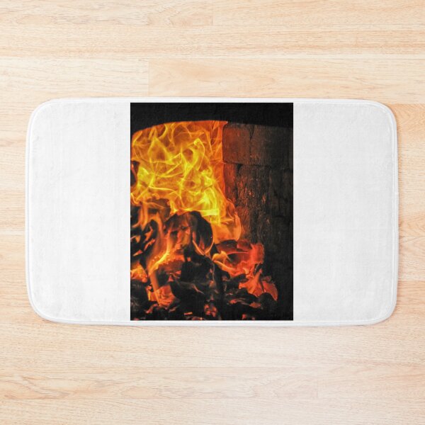 Item preview, Intense Orange Flames in Brick Furnace With Burning Coals and Glowing Embers designed and sold by Nmallia.