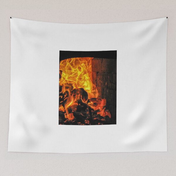 Item preview, Intense Orange Flames in Brick Furnace With Burning Coals and Glowing Embers designed and sold by Nmallia.