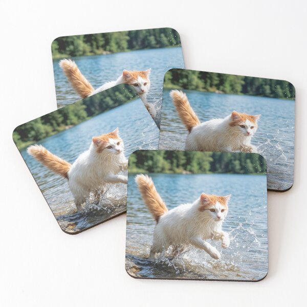 Item preview, Turkish Van Cat Splashing at a Lakeside Shore designed and sold by Jaani-T.