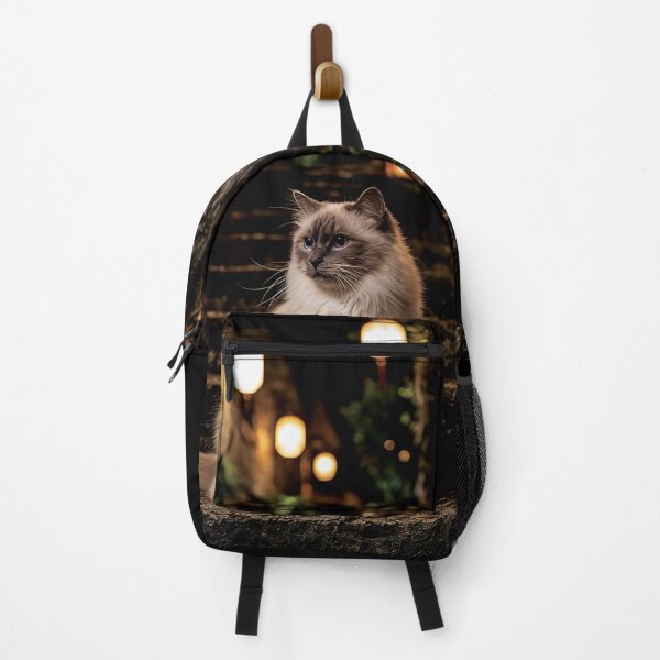 Item preview, Birman Cat on Lantern Lit Stone Steps at Night designed and sold by Jaani-T.