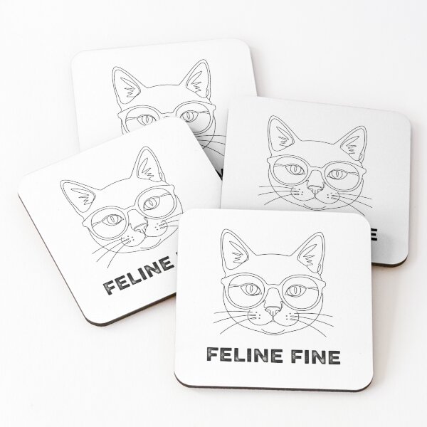Item preview, Retro Feline Fine Cat With Glasses Line Art designed and sold by NatureUnleashed.
