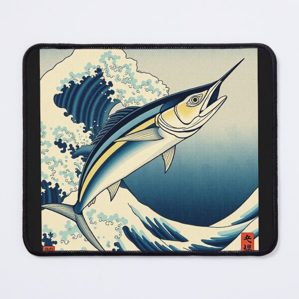 Item preview, Tuna Fish and Ocean Waves – Coastal Marine Life Illustration designed and sold by Sparkofart07.