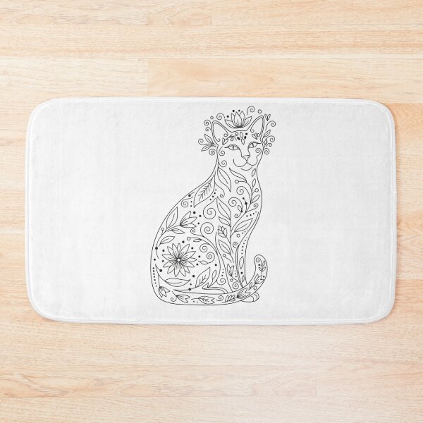 Item preview, Boho Line Art Cat Outline Floral Design designed and sold by NatureUnleashed.