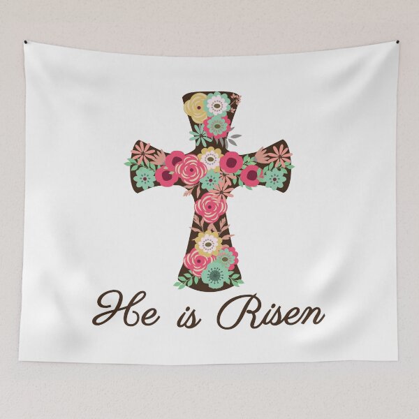 Item preview, He is Risen Floral Cross designed and sold by MagnoliaLake.