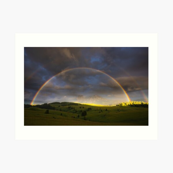 Doppelter Regenbogen über dem Langkofel Kunstdruck