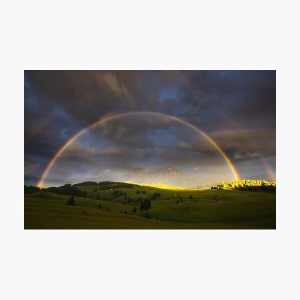 Doppelter Regenbogen über dem Langkofel Fotodruck