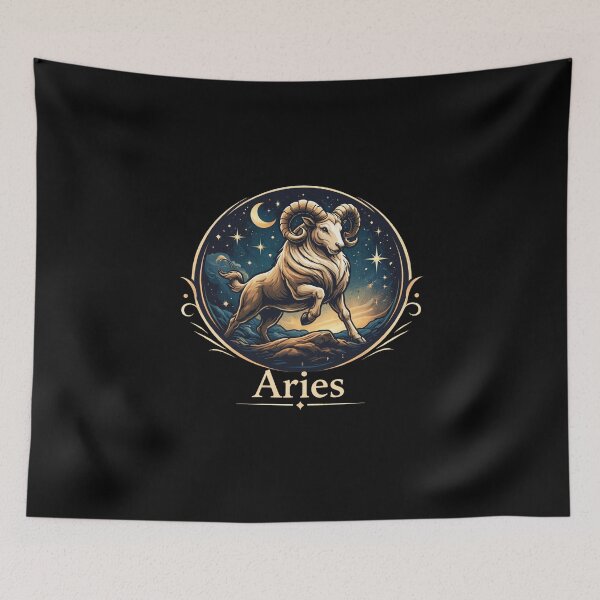 Item preview, Aries Zodiac Sign – Mystical Ram Astrology Illustration designed and sold by Kiziorq.