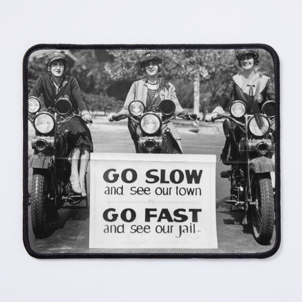 Item preview, Vintage Motorcycle Female Officers, Los Angeles, 1927 black and white photograph poster art print designed and sold by Astrid Arkhangelsky.