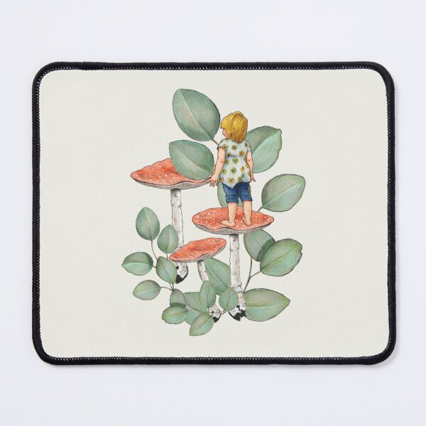Item preview, Little Girl Standing on Toadstool, Eucalyptus Leaves, Illustration designed and sold by JoyfulWhimsy.