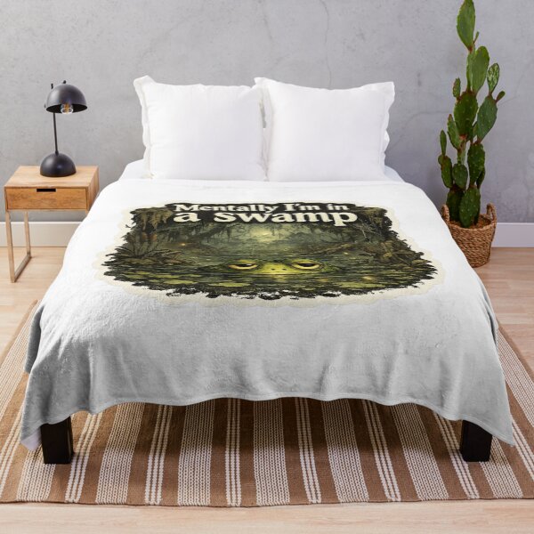 Item preview, Mentally I’m In A Swamp Frog – Depressed Frog Meme Goblincore Aesthetic Sticker designed and sold by HubCreates.