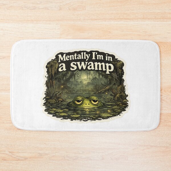 Item preview, Mentally I’m In A Swamp Frog – Depressed Frog Meme Goblincore Aesthetic Sticker designed and sold by HubCreates.