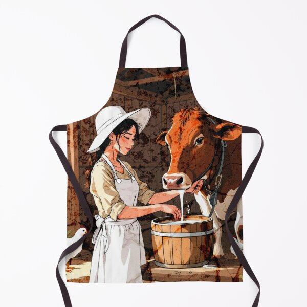 Item preview, Young Woman Milking Cow-Rustic Farm Life designed and sold by All About DigiCraft by Fedelina.
