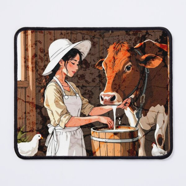 Item preview, Young Woman Milking Cow-Rustic Farm Life designed and sold by All About DigiCraft by Fedelina.
