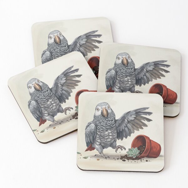 Item preview, Mischievous Parrot Chaos – Funny Bird with Spilled Succulent Pot designed and sold by NatureBrushbyMariela.