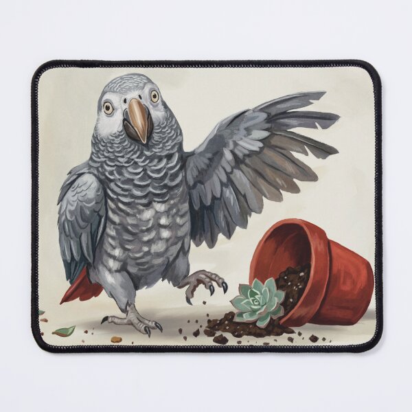 Item preview, Mischievous Parrot Chaos – Funny Bird with Spilled Succulent Pot designed and sold by NatureBrushbyMariela.