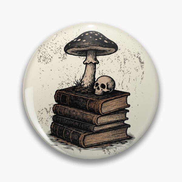 Item preview, Dark Academia Mushroom and Skull on Vintage Books Aesthetic designed and sold by AOCollections.