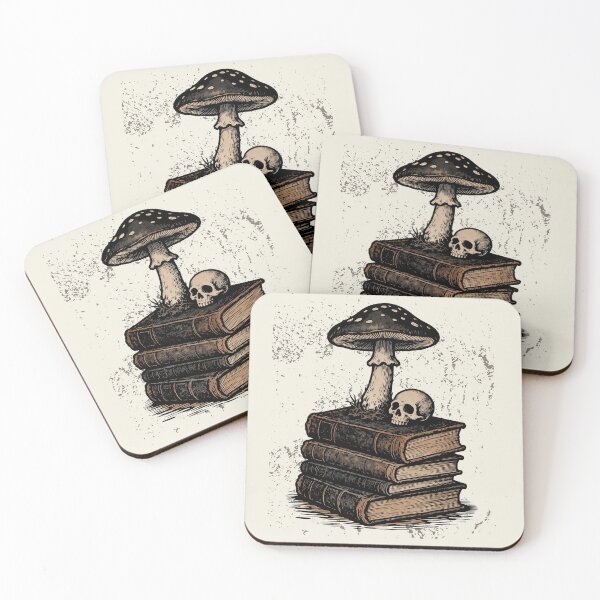 Item preview, Dark Academia Mushroom and Skull on Vintage Books Aesthetic designed and sold by AOCollections.