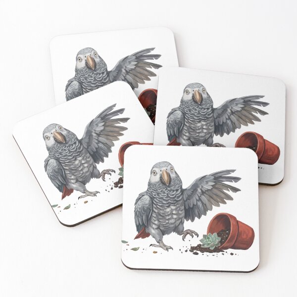 Item preview, Cute Parrot with Spilled Succulent – Playful Bird Illustration designed and sold by NatureBrushbyMariela.