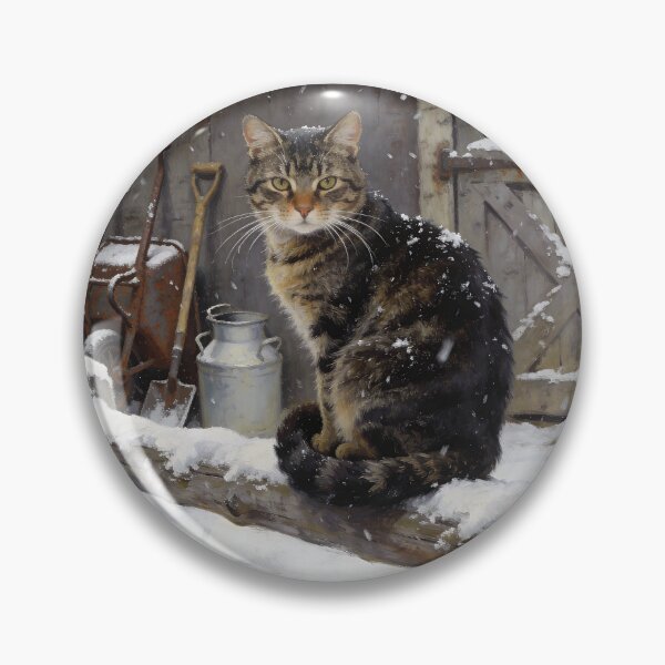 Item preview, Barn Cat in Snow | Rustic Farm Winter Wall Art designed and sold by QuietCanvasArtworks.
