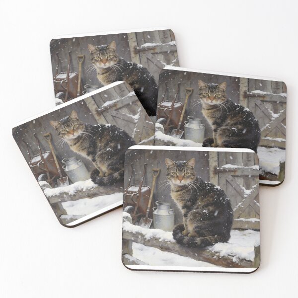 Item preview, Barn Cat in Snow | Rustic Farm Winter Wall Art designed and sold by QuietCanvasArtworks.