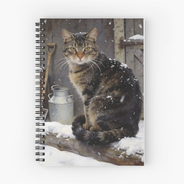 Item preview, Barn Cat in Snow | Rustic Farm Winter Wall Art designed and sold by QuietCanvasArtworks.