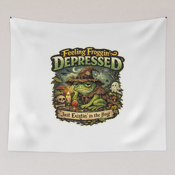 Item preview, Mentally I’m In A Swamp Frog – Sad Frog Meme Goblincore Aesthetic Sticker designed and sold by HubCreates.