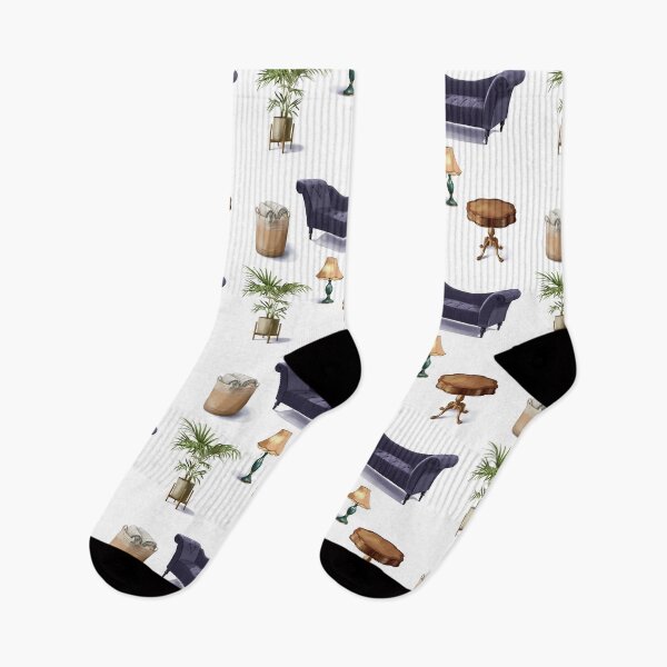 Item preview, Living room scene with a sofa, table, lamp, plant, and basket of blankets in a simple arrangement in a modern style designed and sold by Ms. Iryna.