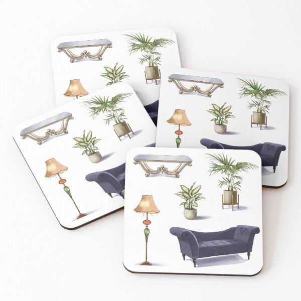 Item preview, Stylish living room furniture and decor with a table, plants, lamp, and sofa arranged in a cozy room setting designed and sold by Ms. Iryna.
