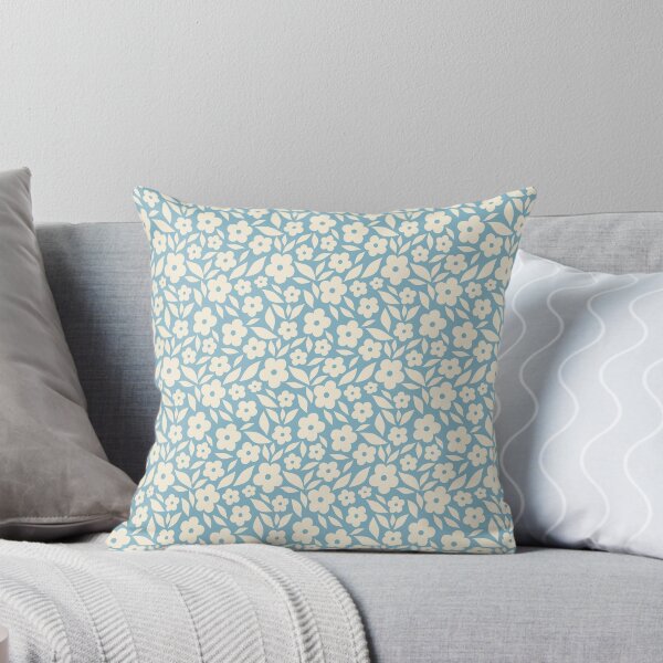 Item preview, cute flower pattern - cream and blue designed and sold by Carrot Faery Art.