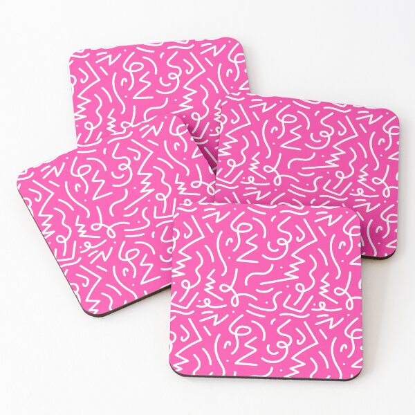 Item preview, Electric Squiggle Pattern in Bright Pink & White designed and sold by Ink & Print Store .