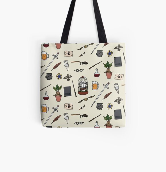 Owl and wand All Over Print Tote Bag