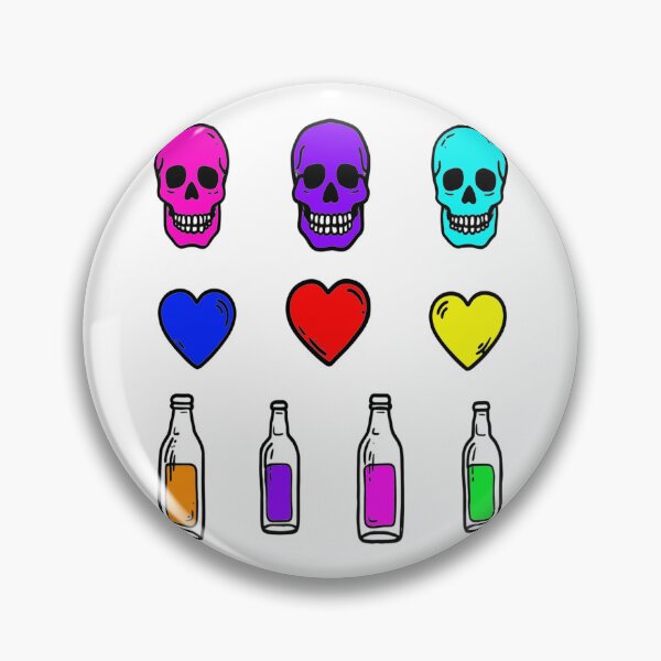 Item preview, Bad Omens in Bright Colors Skull, Hearts & Bottle Spell Art designed and sold by Ignorant-Artist.