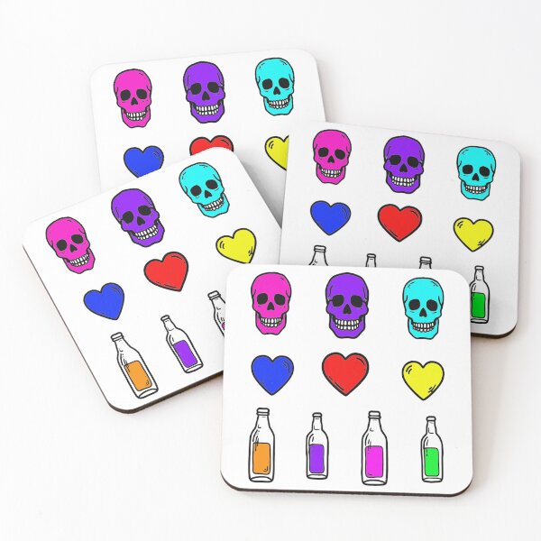 Item preview, Bad Omens in Bright Colors Skull, Hearts & Bottle Spell Art designed and sold by Ignorant-Artist.