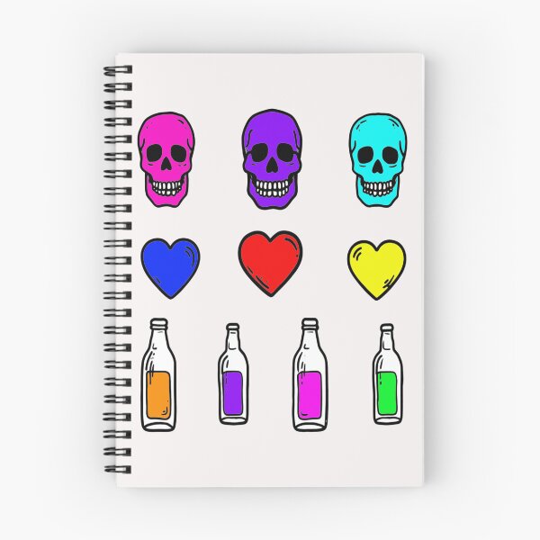 Item preview, Bad Omens in Bright Colors Skull, Hearts & Bottle Spell Art designed and sold by Ignorant-Artist.