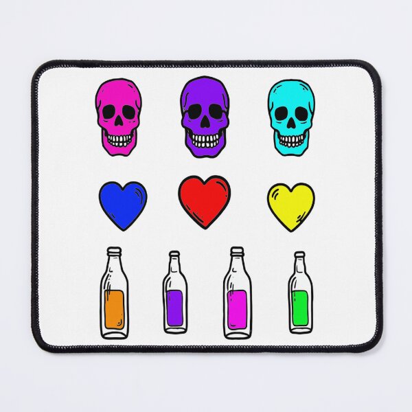 Item preview, Bad Omens in Bright Colors Skull, Hearts & Bottle Spell Art designed and sold by Ignorant-Artist.